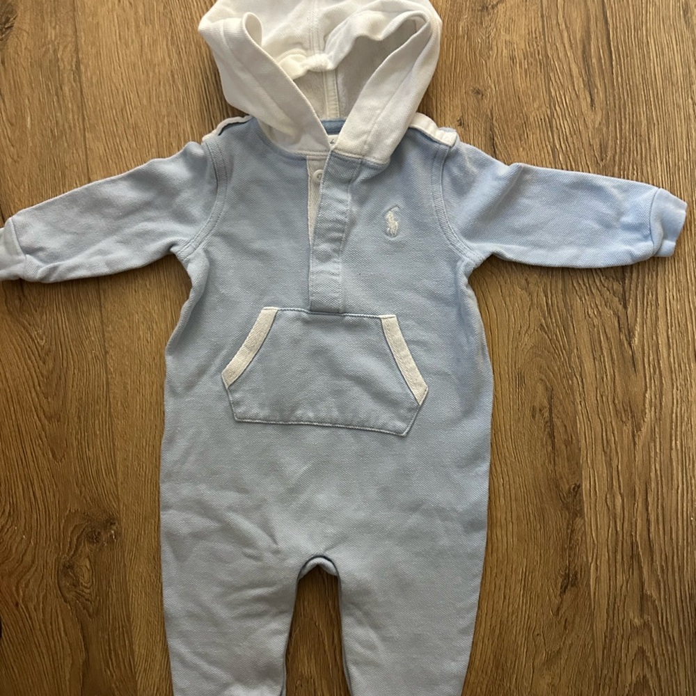 Ralph Lauren Light Blue Hooded Baby Outfit